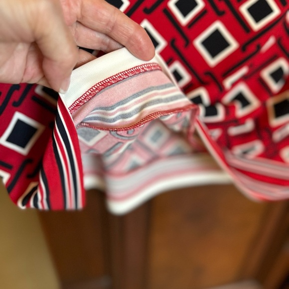 Talbots Knit Geometric Red and Black Dress - Picture 4 of 5